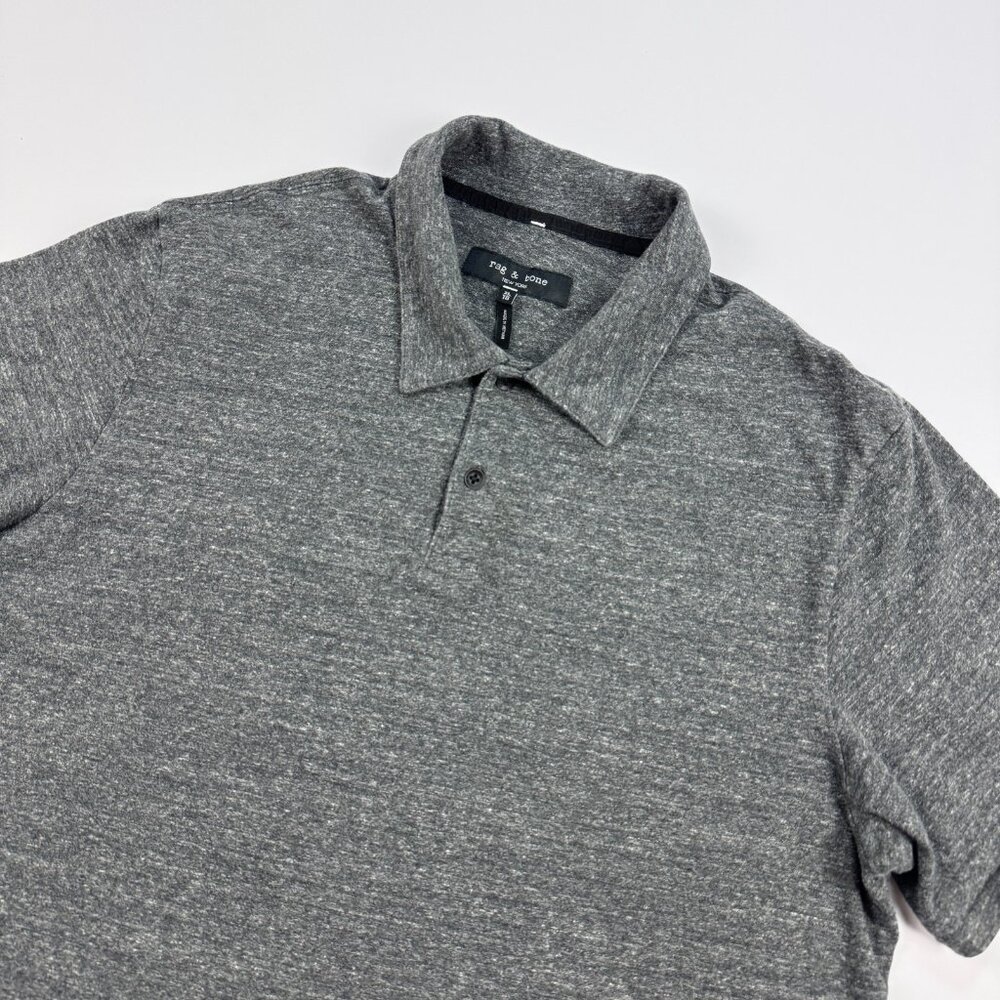 Rag & Bone Mens XL Gray Heathered Polo Shirt Short Sleeve Cotton